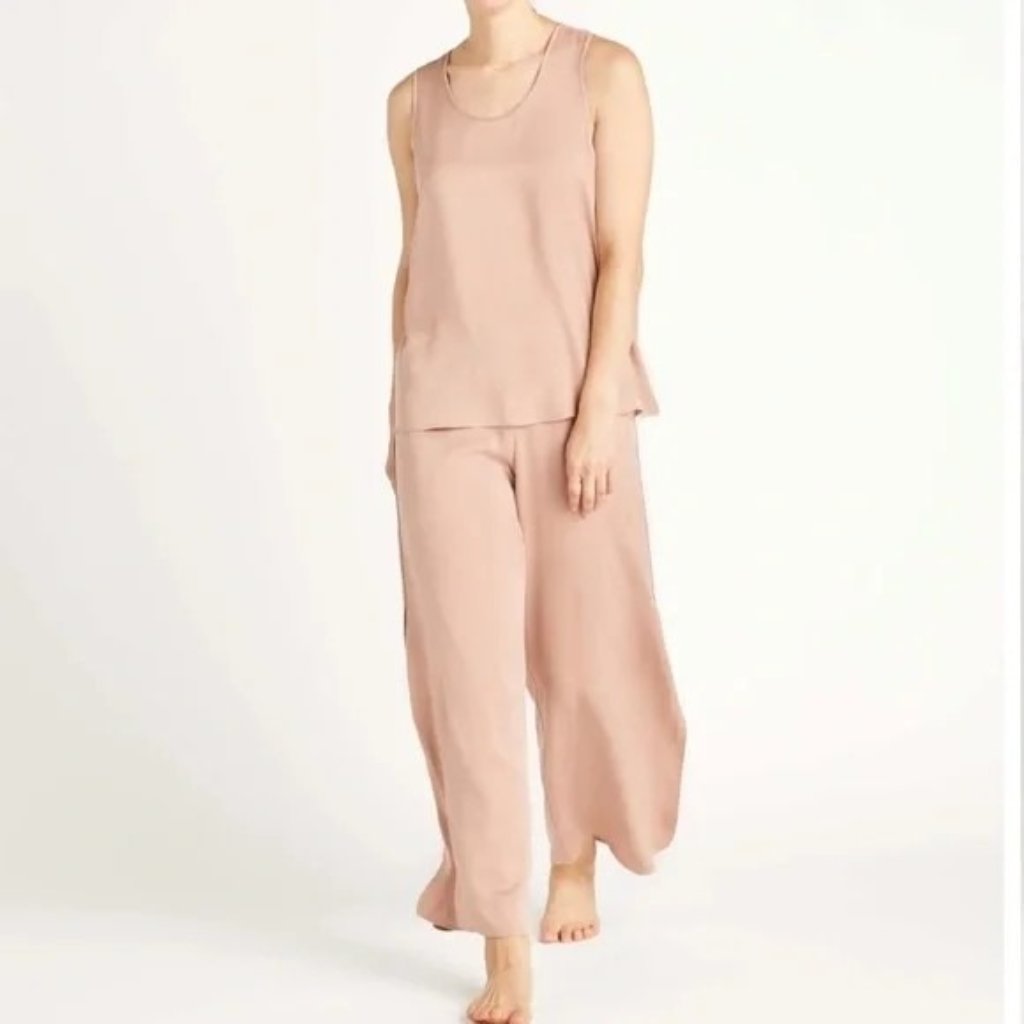 Nwt Quince Toasted Almond 100% Washable Silk Pajama Tank Top And Pant Set Xl